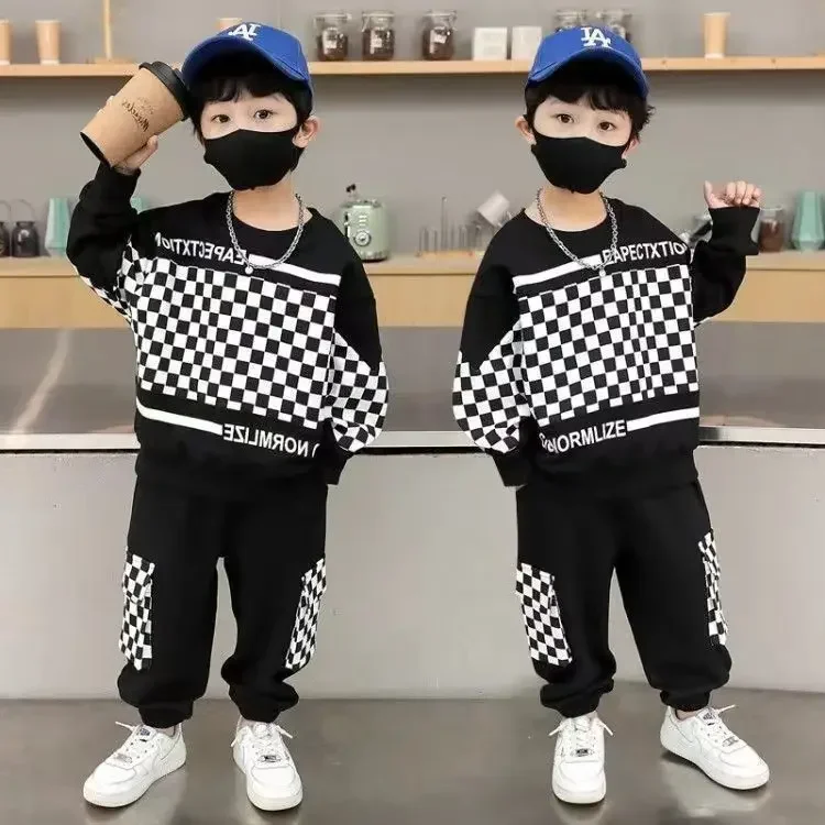 

Весенний спортивный комплект для мальчиков, корейский осенний пуловер для девочек, комплекты брюк, детская мода, красивые дети