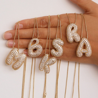 Initial Charm A-Z Letters Pendant Necklace Women Men Choker Stainless Steel Rope Chain Fat Alphabet Gold Color Hip Hop Iced