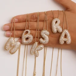 Initial Charm A-Z Letters Pendant Necklace Women Men Choker Stainless Steel Rope Chain Fat Alphabet Gold Color Hip Hop Iced