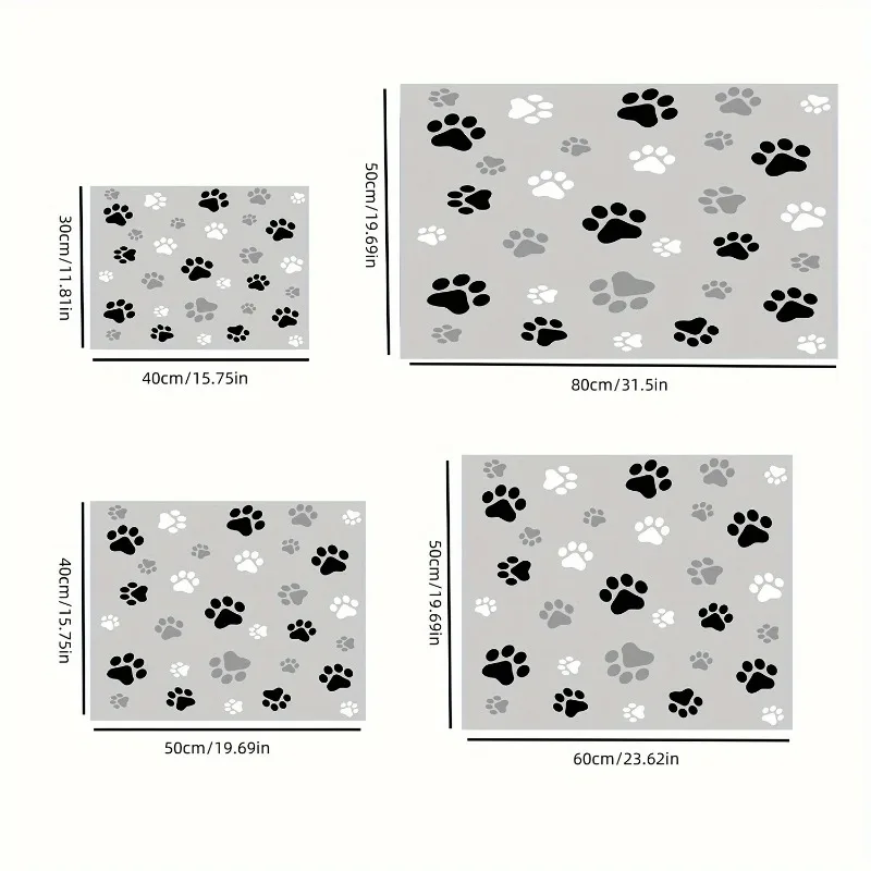 Pet Absorbent Feeding Mat for Dogs Amp Cats Leak Proof Easy Clean Multi-Purpose Dog Paw Print Design Washable Pet Supplies