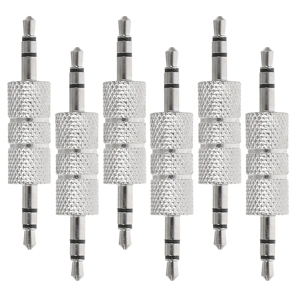

6pcs 3.5mm Audio Connector Male to Male Zinc Alloy Extension Adapter for Car Home Stereo System Audio Cable Extender