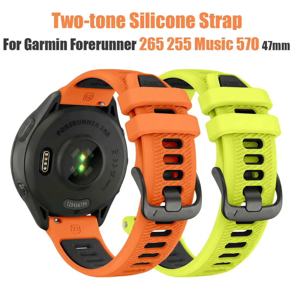 Correa de silicona para reloj Garmin Forerunner 265 255 Music 570 47mm, correas de repuesto para reloj inteligente Garmin Venu 4 45mm