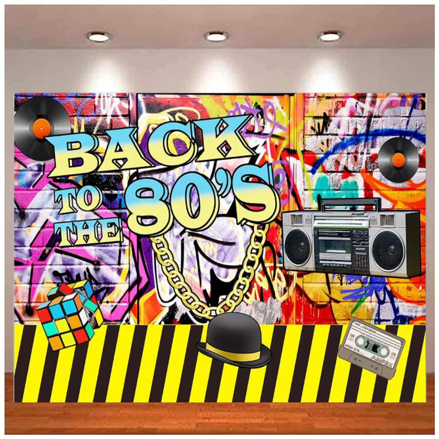 Back To The 80's Theme Party Photography Backdrop Hip Hop Graffiti Birthday Background Cake Table Decor Indoor Decoration