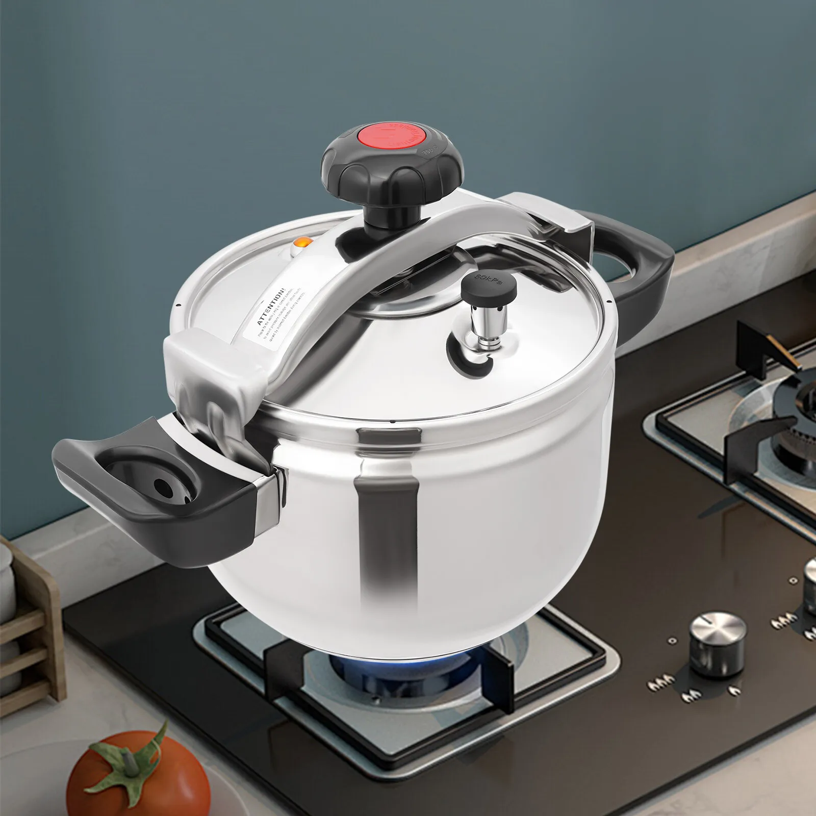 

7L Stainless Steel Pressure Cooker, 60Kpa High Pressure,7.4 Quart Capacity, Silver 201 Stainless Steel Pot, Pressure Stewing Pot