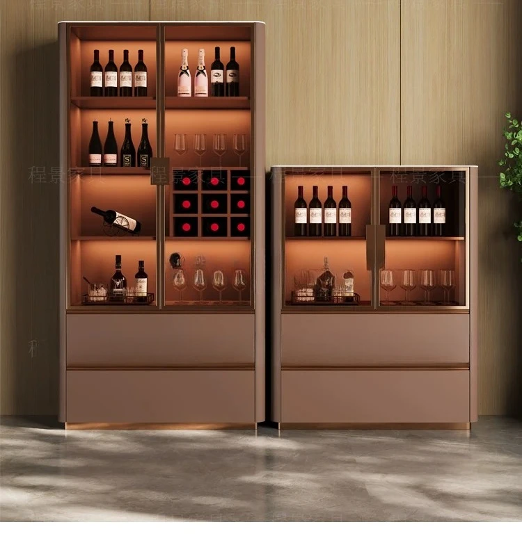 HJ light luxury wine cabinet simple modern household wall high-end display small apartment glass integrated wall wine cabinet