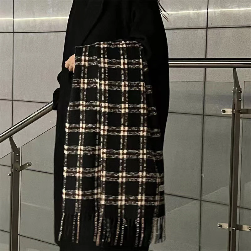 Winter Sjaal Voor Vrouwen Dikke Warme Kasjmier Plaid Hals Sjaals Vrouwelijke Wraps Deken Studenten Kwastje Lange Sjaal Halsdoek Poncho