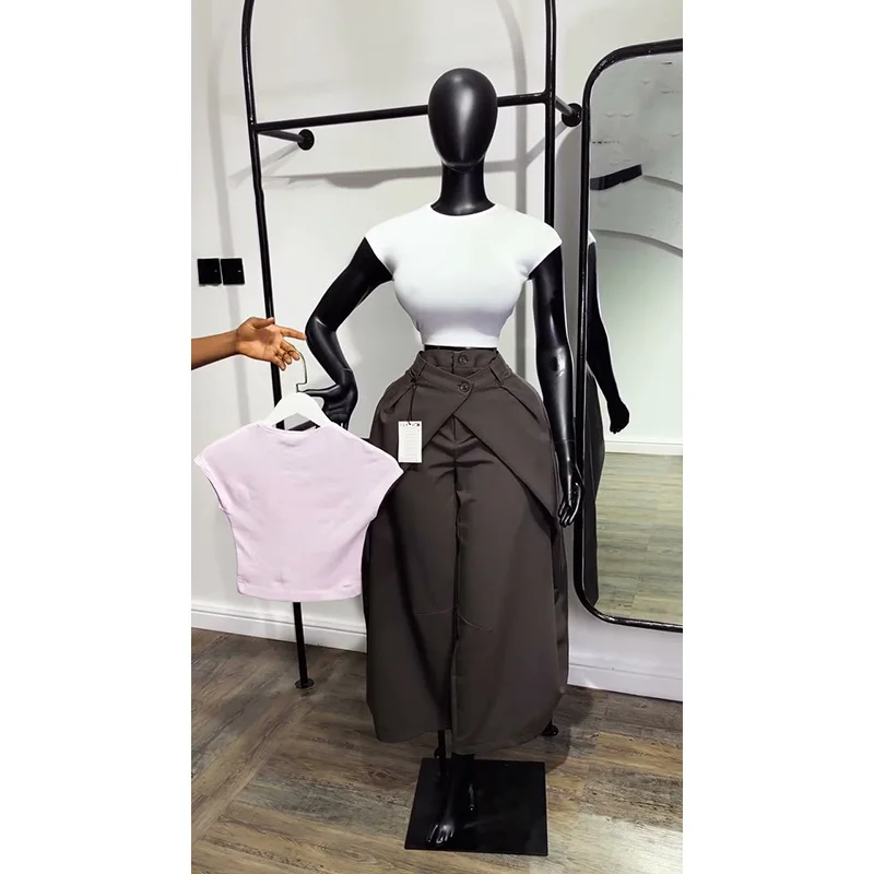 Slergiri Streetwear Solid Color Suit Pants Women Fashion New 2026 Summer High Waisted Office Female Casual Loose Wide Leg Pants