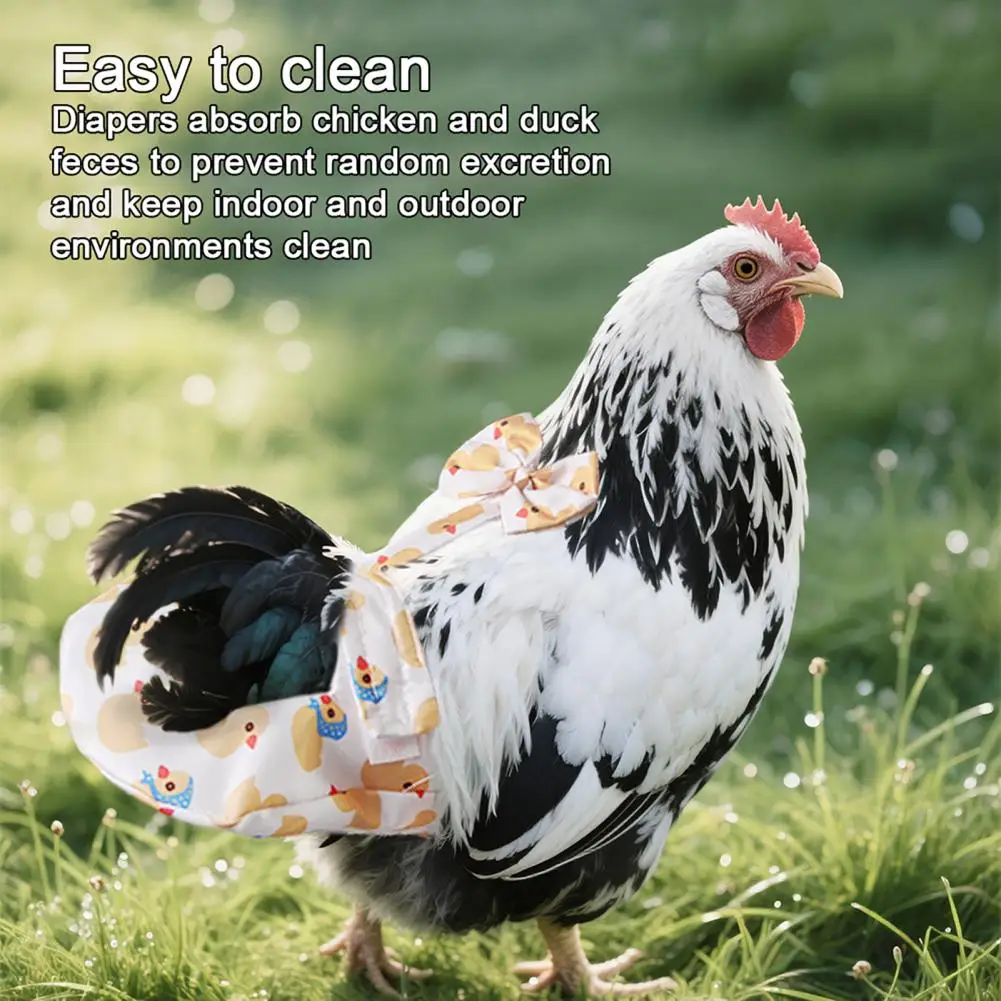 Duck Diaper for Chickens Adjustable Duck Diaper Reusable Duck Diaper with Bow Tie for Poultry Washable Chicken Nappies for Goose