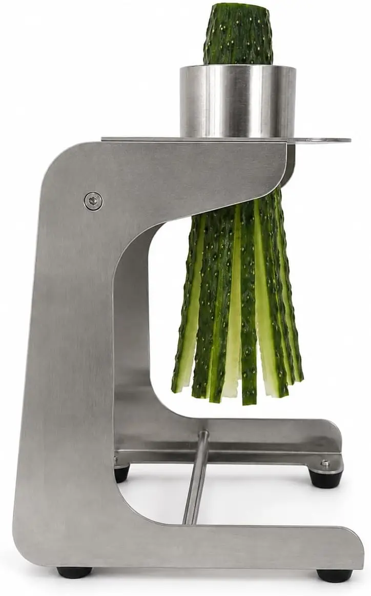 JC20 Cucumber Stick Cutter, Stainless Steel Manual Slicer with Core Remover, 60mm Blade, 6/8/10/12/14/16-Cut Options for Sushi a