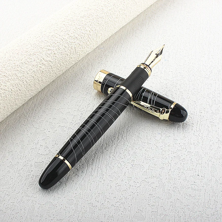 JINHAO X450 FROSTED BLACK AND GOLDEN 0.7mm BROAD NIB FOUNTAIN PEN JINHAO 450