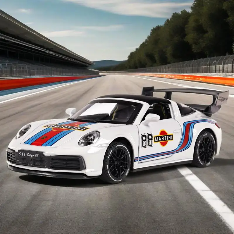 

1:32 Porsche 911 Targa 4S Martini High Simulation Sports Car Alloy Car Model Sound Light Toy Children's Birthday Collect Gift