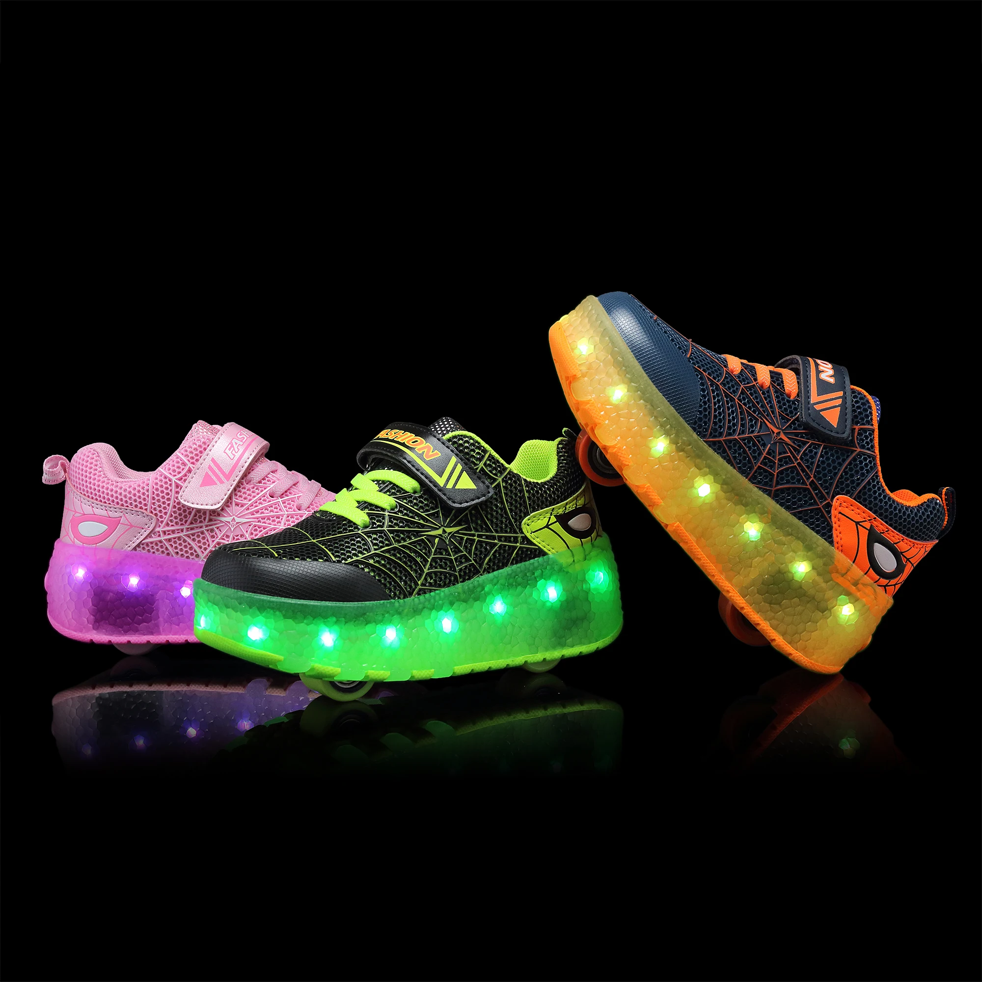 Boys Girls Roller Shoes LED Light Up USB Charging Children Roller Skate Casual Skateboarding Shoes Sports Shoes Kids Sneakers