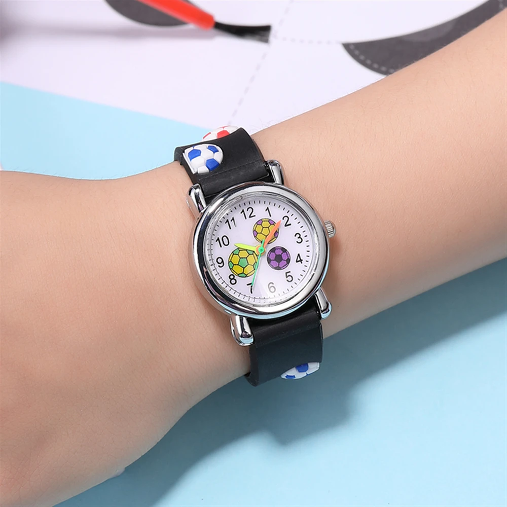 boys girls 3D football basketball dial sports wristwatch children quartz watch kids silicone clock