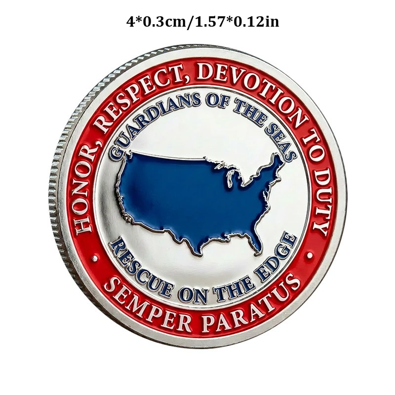 Coast Guard Birthday Challenge Coin August 4 Guardians of The Seas Semper Paratus Silvery Plated Collectible Coin Veteran Gift view 4