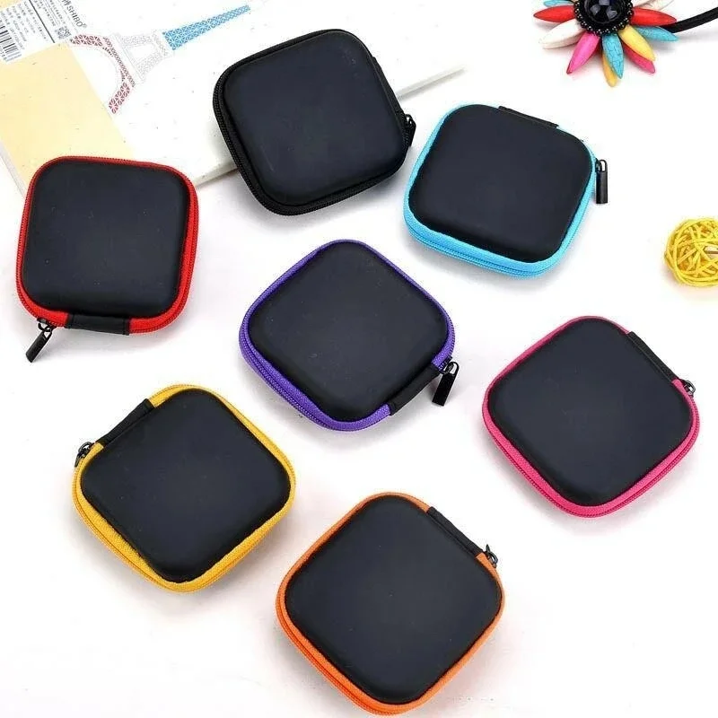 Headphone Case Colorful Travel Women Men Zipper Mini Coin Key Headphone Charger Holder Bag Storage  Box Organizer