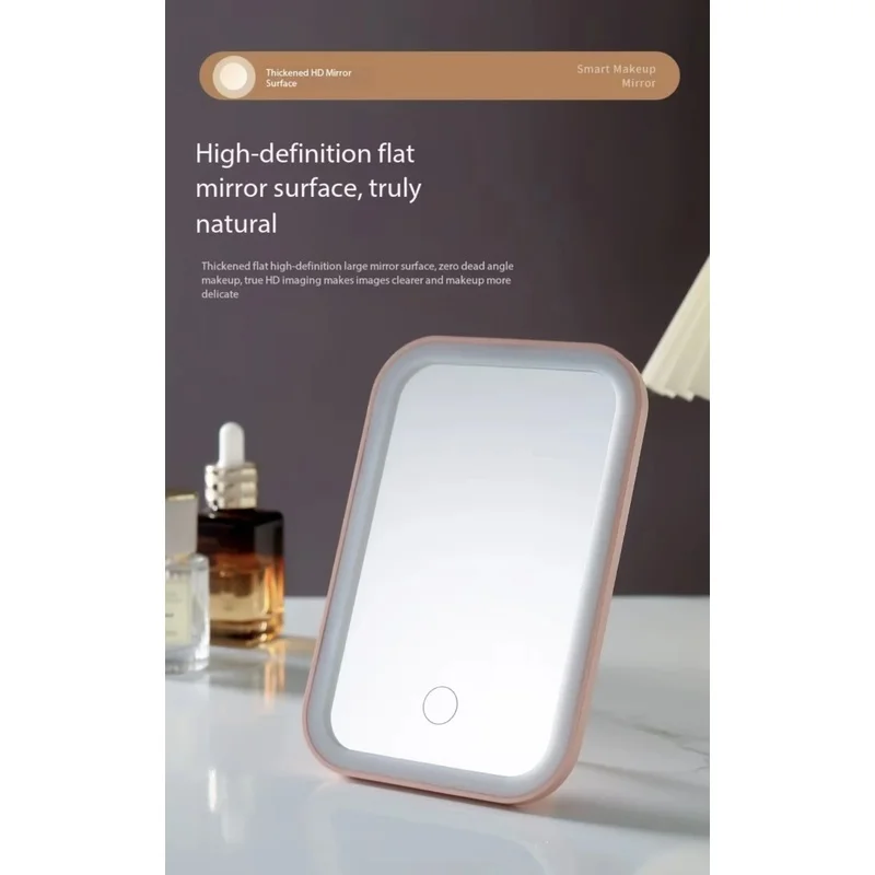LED Touch Screen Makeup Mirror Folding Mirror Lighted Makeup Mirror 3 Colors Light Modes USB Rechargeable Cosmetic Mirror Tools