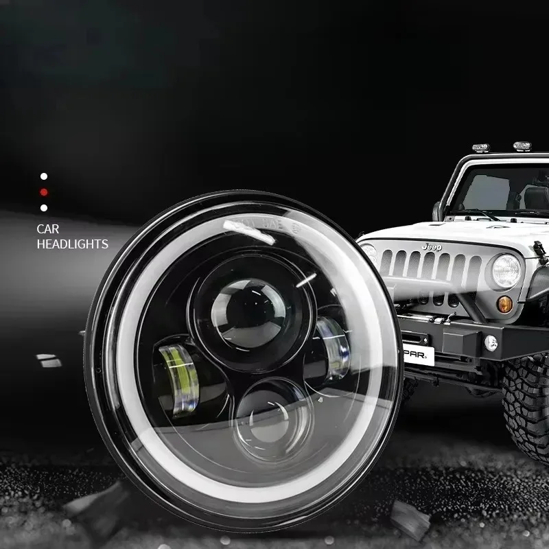 

4X4 Defender 90 110 Round LED Headlights DRL with Yellow Signal Car 7" Headlight TRD for Light Lada Niva