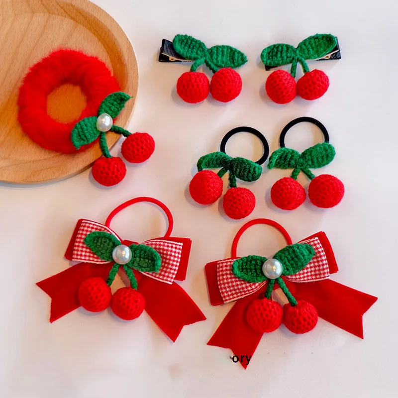 

1PCS New Cherry Bow Kids Hairpins Children Headwear Baby Hair Clips Cute Headdress Girls Hair Accessories Elastic Hair Bands