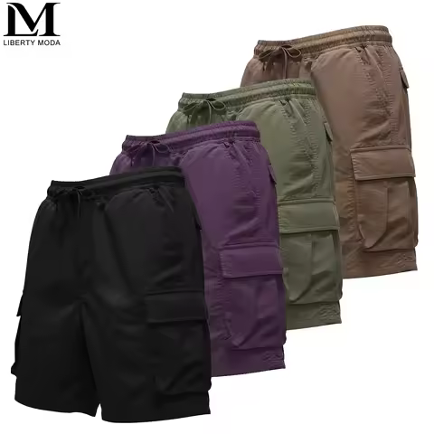 Trendy Casual Loose Men's Outdoor Work Pants Summer Fashion Loose Fit Solid Color Five-Quarter Shorts