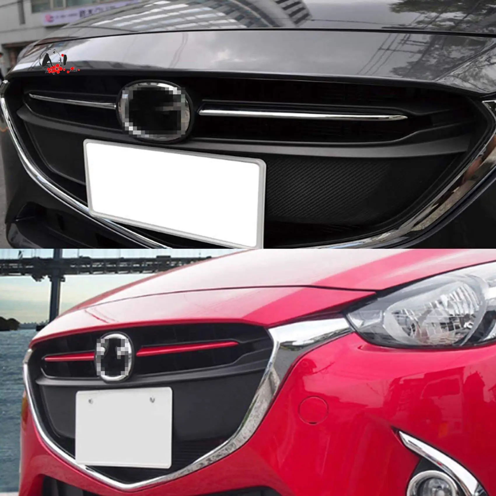 

A10E-Car Front Grille Grill Cover Trim Molding For Mazda 2 Demio 2015-2017 DJ DL Mazda2 Hatchback Sedan Styling