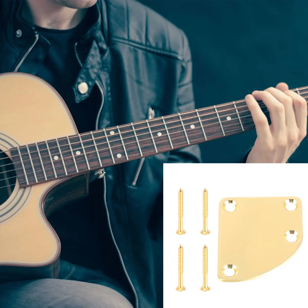 

2 Pcs Electric Guitar Bass Reinforcement Board Neck Modification Parts Metal Plate Component Attachment Connecting Maintenance