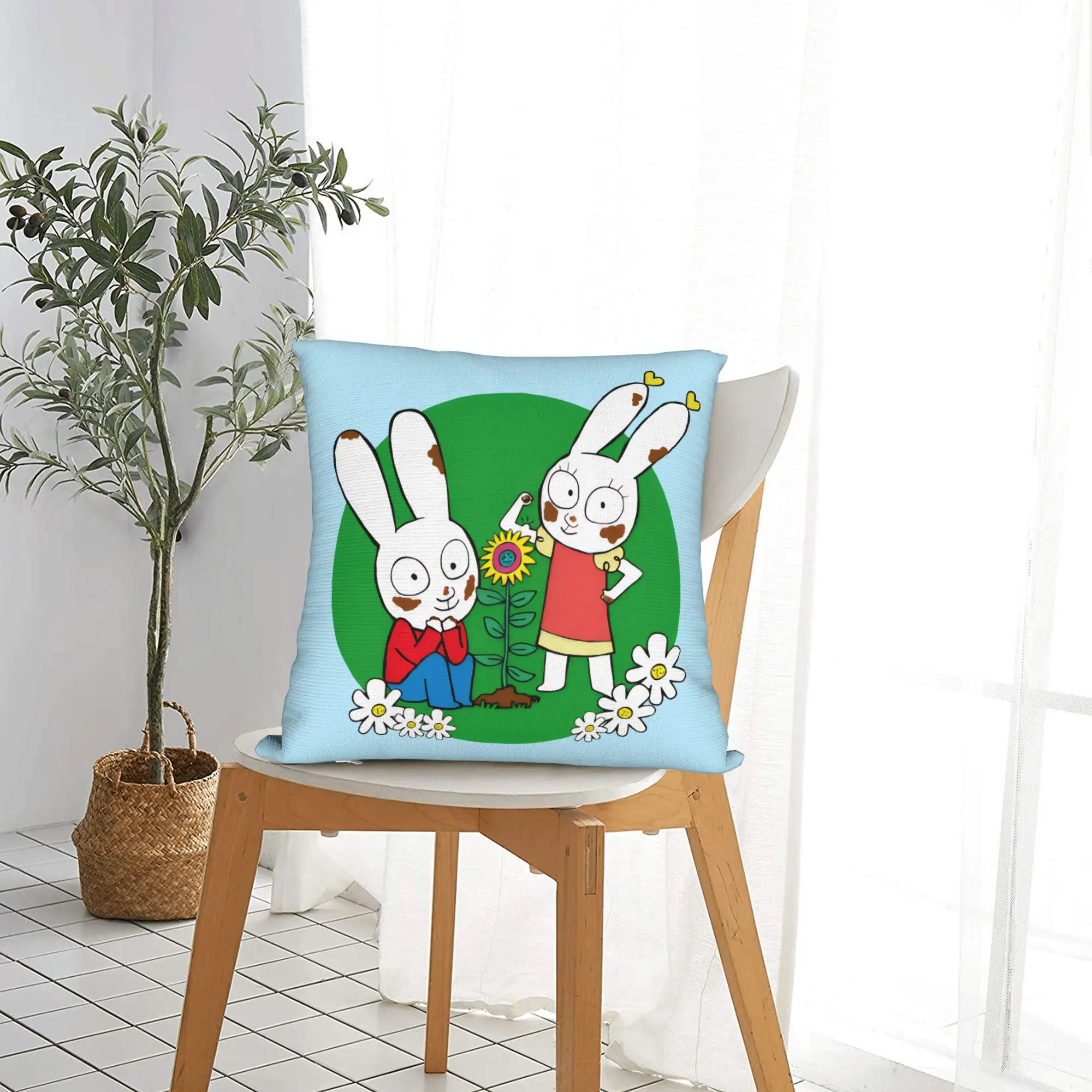 Simons Super Rabbit Square Pillow Case Cute Bunny  Cushion Cover Awesome Zippered Decorative Throw Pillow Case Cover for Bed