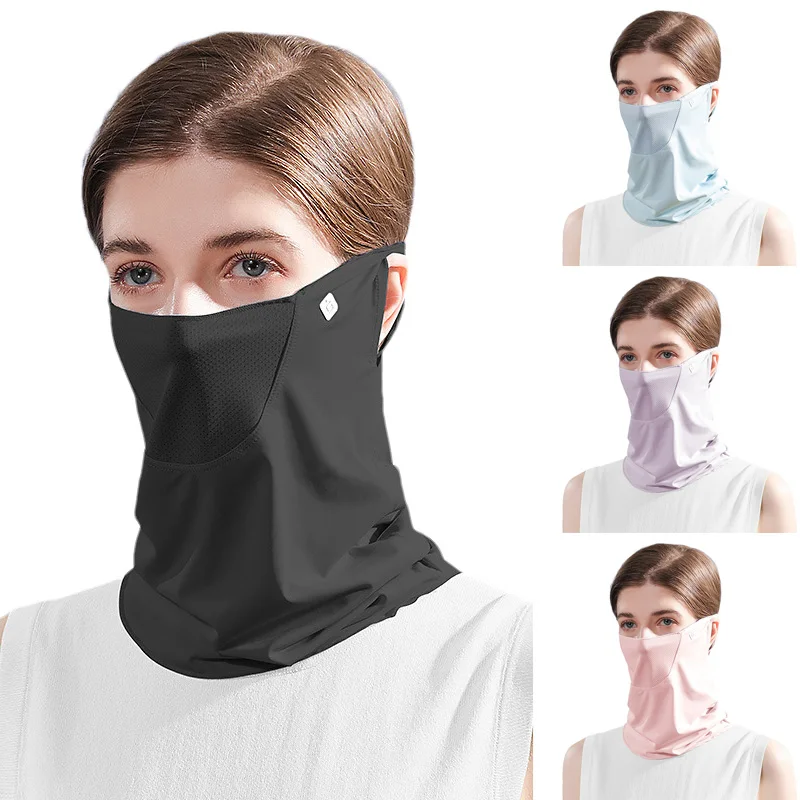 

Ice Silk Sunscreen Mask Women Summer Anti-UV Quick-drying Face Cover Scarf Breathable Lady Neck Protection Hanging Ear Headband