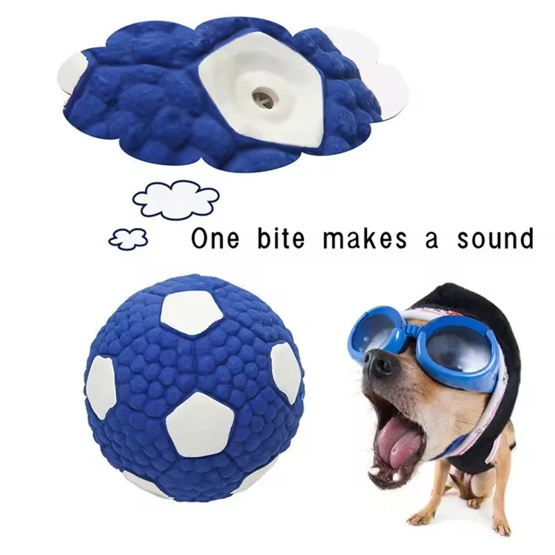 Indestructible Squeaky Dog Balls Tough Ball Toy Puppies Chew Soccer Ball Bounci…