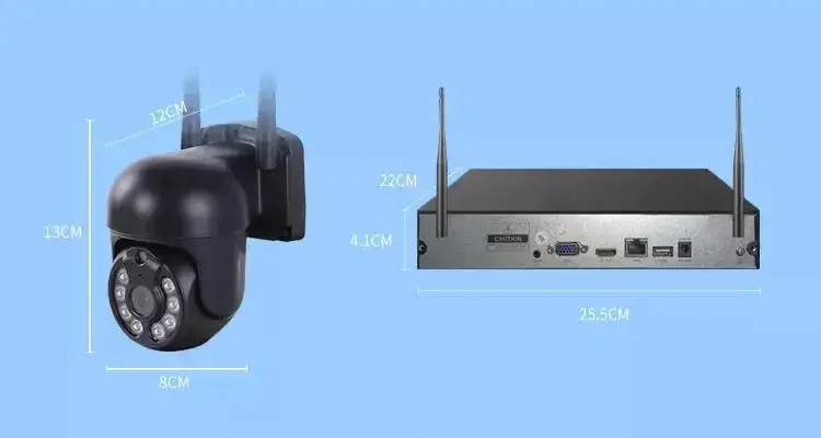 Kit Cctv Wifi NVR de 5MP y 8 canales, Audio bidireccional, Pan Tilt, rotación, domo PTZ, cámara exterior, Wifi, Kit de cámara inalámbrica de 8 canales