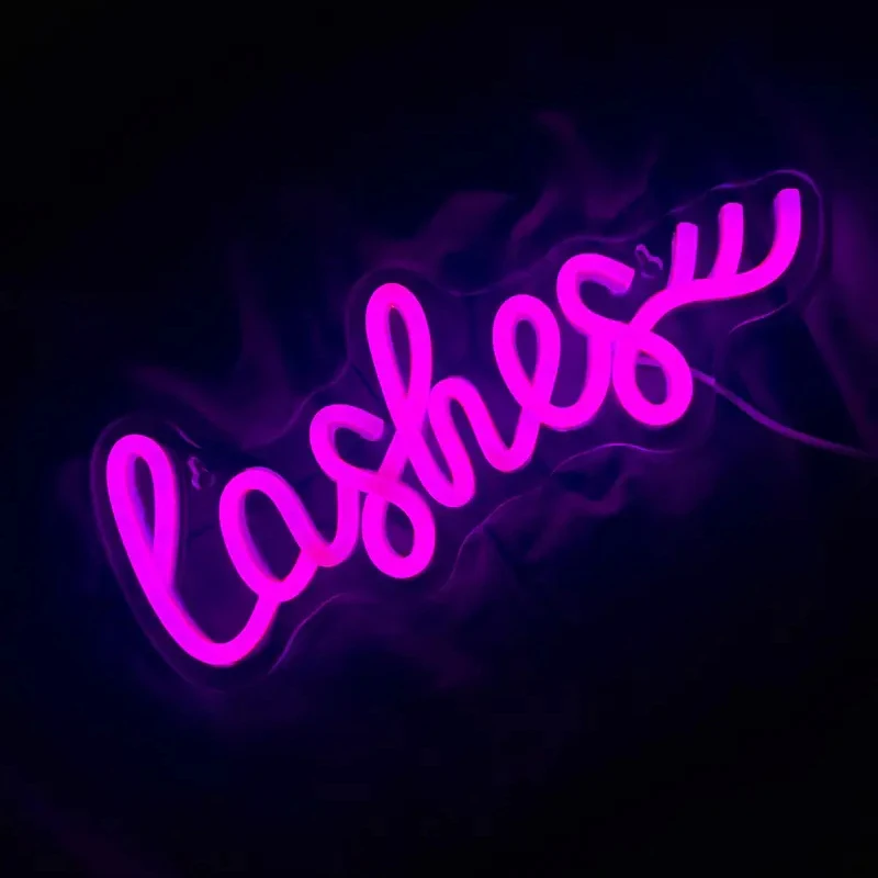 Lashes Led Neon Sign Light Up Signs for Wall Decor,Lashes Salon Beauty Room Decor Indoor Outdoor Lights for Bedroom Shop Room