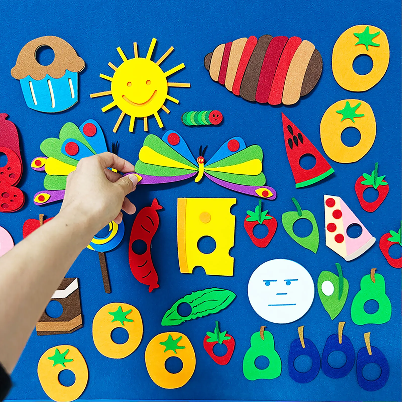 35Pcs Hungry Caterpillar Felt Story Set, Preschool Educational Toy,Early Learning,Classroom Storytelling Toy for Kids