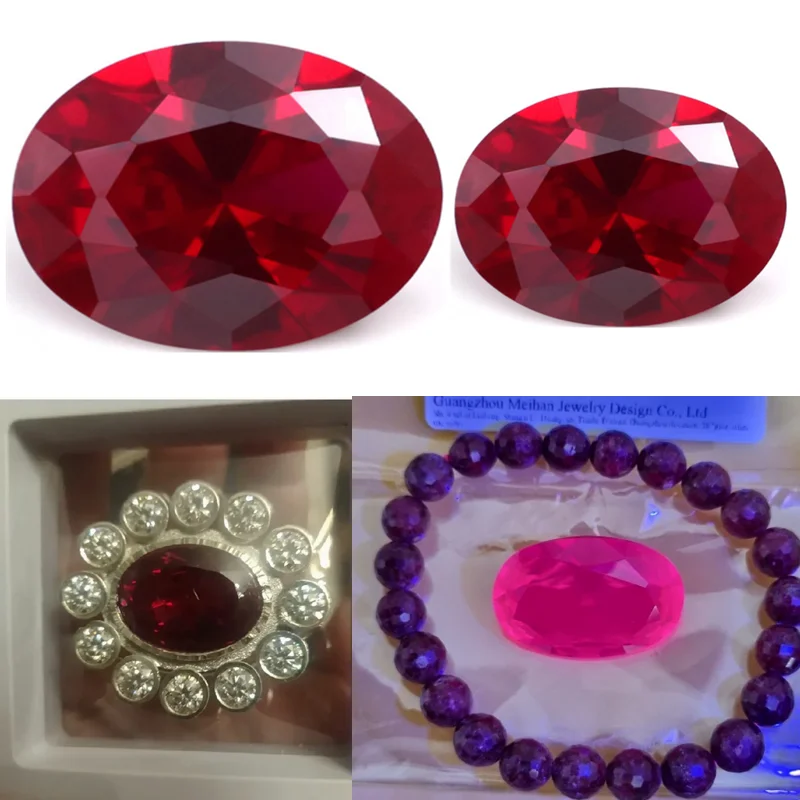 

Pretty Large Ruby Gem Passed UV Test VVS Oval Cut Ruby for Jewelry Making DIY Gem Ring Pendant Accessories