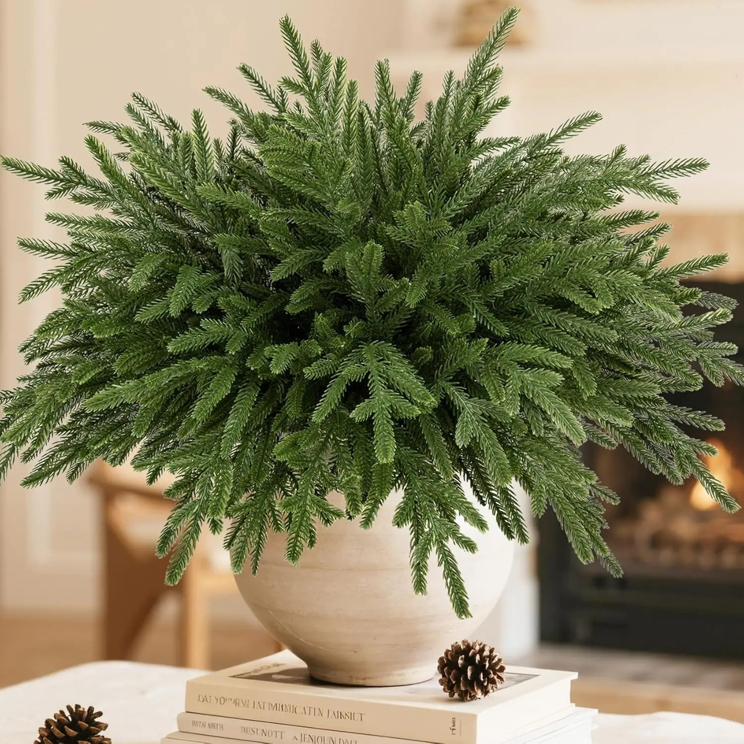 

16 шт. 18-дюймовые искусственные стебли сосны Norfolk, искусственная рождественская зелень для ваз, праздничный домашний декор