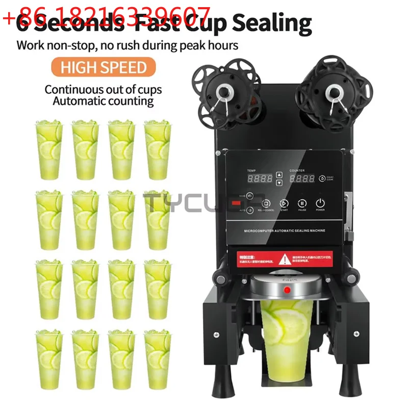 YAO Automatic Cup Sealing Machine Commercial 90/95mm Milk Tea Breakfast Soy Milk Plastic Paper Cup Sealer For Coffee Tea Shop