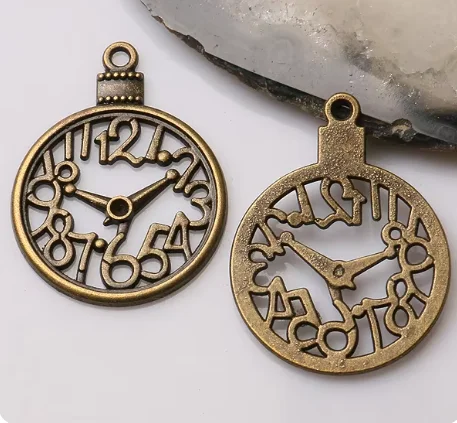 5pcs 39*30mm Alloy pendants antiqued bronze clock design charms for jewelry handmade HWEF3380