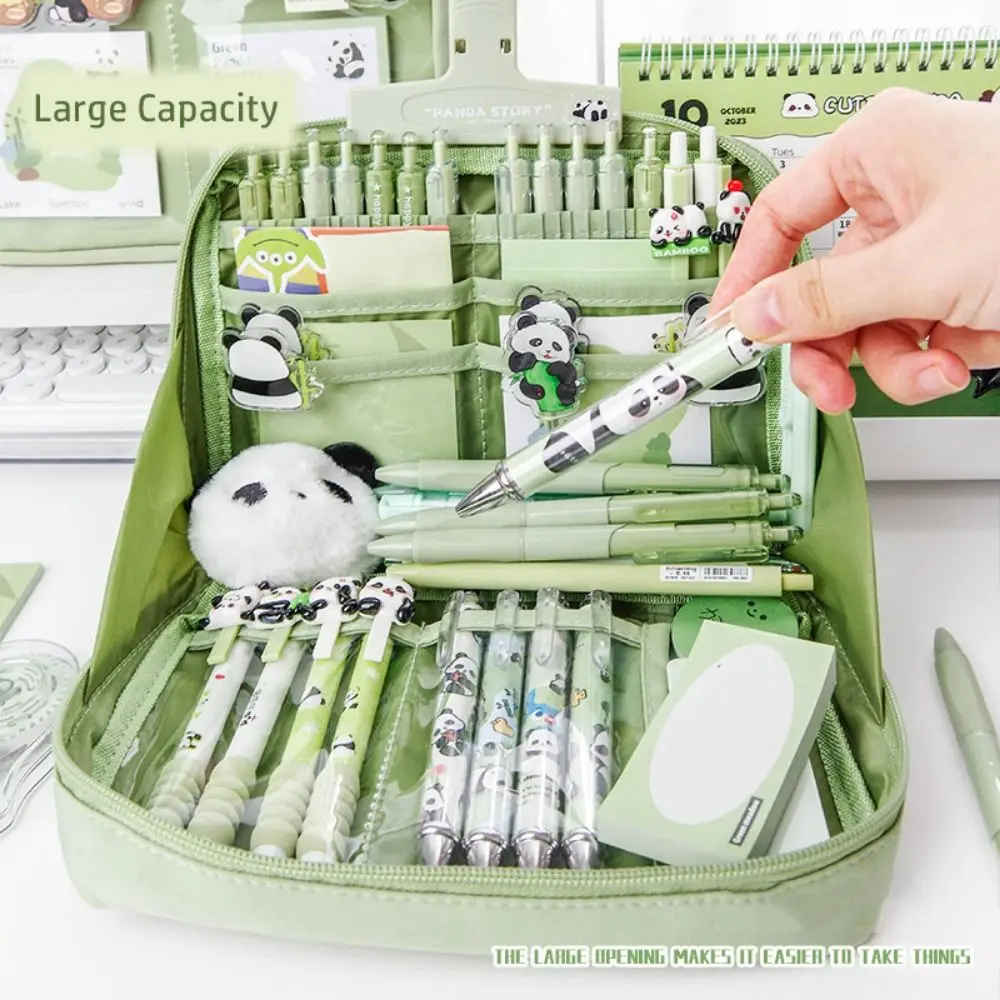 Fashion 12-Layer Pen Bag Large Capacity 90 Degree Large Opening Pen Storage Bag Round Zipper Pencil Case School Office Supplies