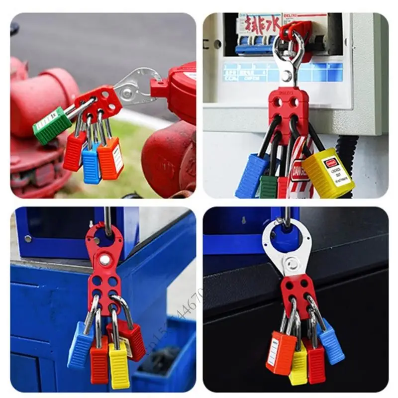 قفل Strong Steel Hasp 6 فتحات قفل الجهاز السلامة الصناعية تأمين مقاومة للتآكل لمعدات الآلات P9YB