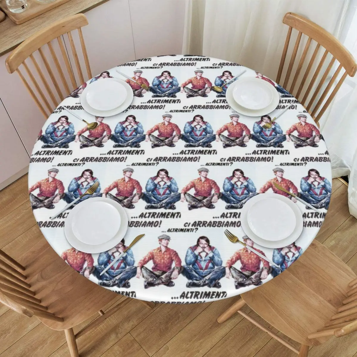 Maglietta Bud Spencer Terence Hill Waterproof Round Tablecloth Oilproof Table Cloth for Kitchen Events Dining Table Cover