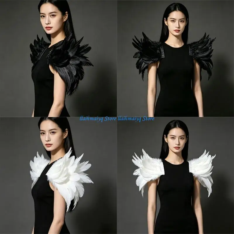 573B Shoulder Costume Accessory Pair for Stage Styling, Layered Two-Piece Shoulder Set for Halloween Role-Play and Photo Use