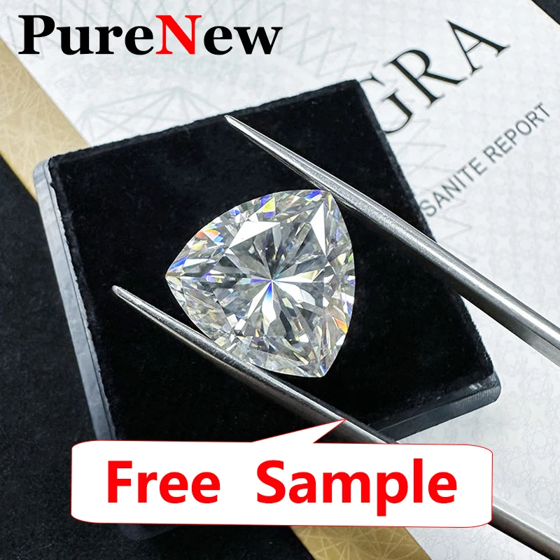 Free Sample 0.1ct-20ct Rare Trillion Cut Moissanite Loose Stones Real Pretty D Color Fat Trillion Shape Moissanite Diamonds GRA