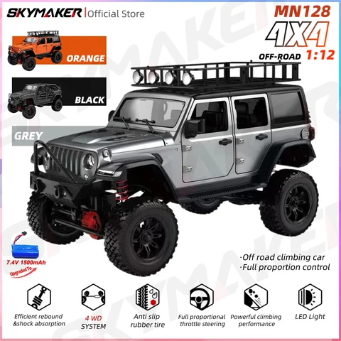 MN128 1/12 RC Car 4WD Jeep Модель 2.4G Пульт дистанционного управления LED Light 4X4 Внедорожник 4WD Альпинистский радиоуправляемый грузовик Электрический игрушечный автомобиль Подарок для мальчика топ 6 игрушечная машина-джип - №5
