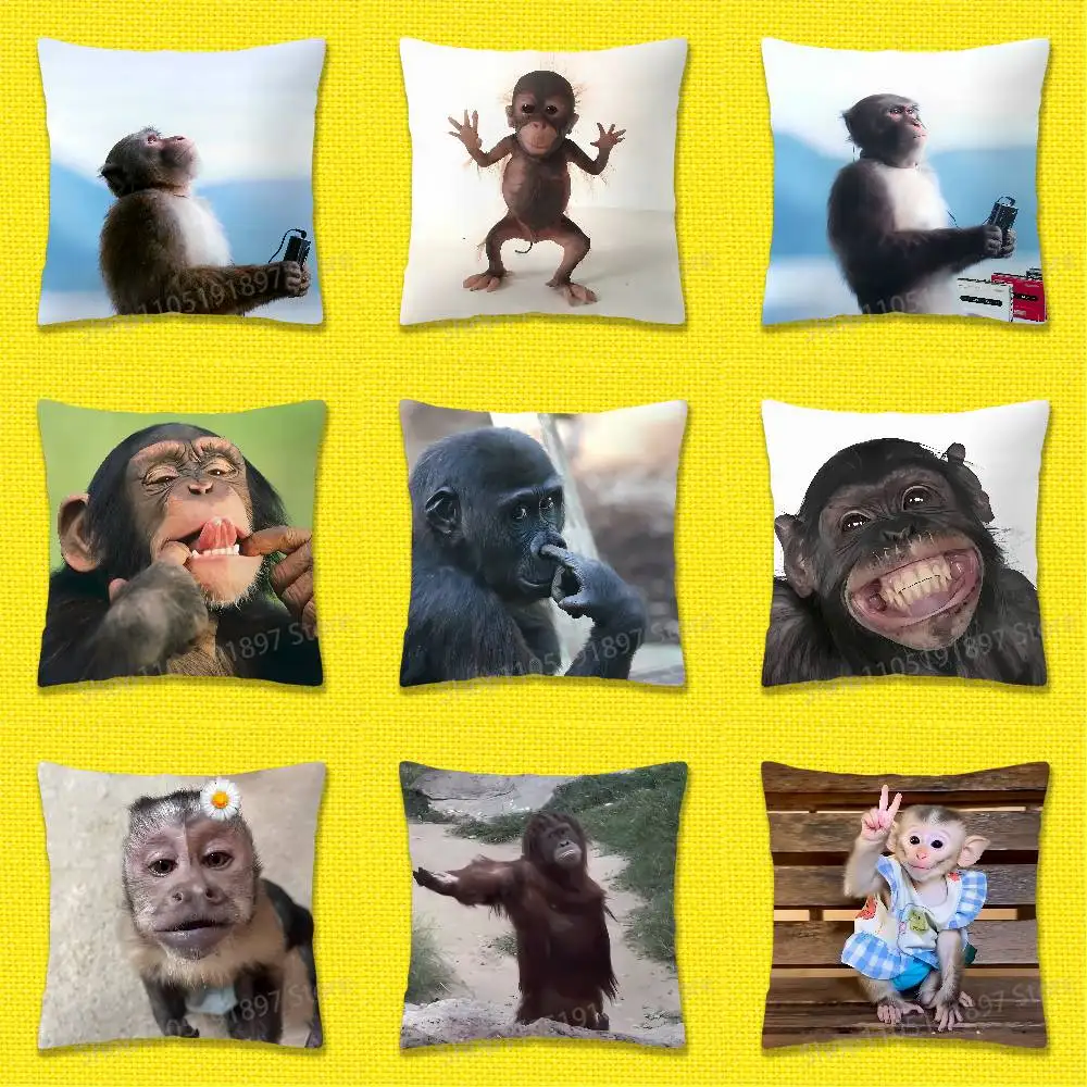 Monkey Funny Tape Throw Pillow Case For 30x30cm 40x40cm 45x45cm 50x50cm 55x55cm Square Sofa Pillowcase Shell