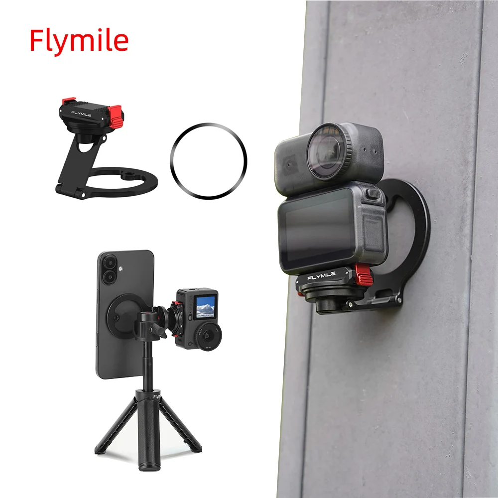 

Магнитное крепление Flymile, для аксессуаров DJI Osmo Action 6/Nano и iPhone 17 16 15 14 13, крепление для адаптера Magsafe, с отверстием для винта 1/4