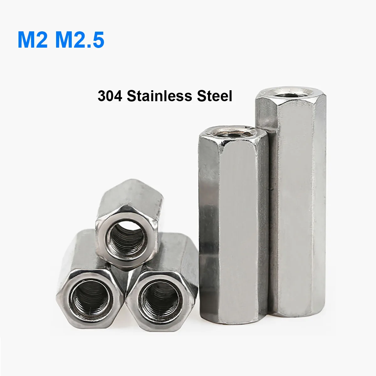 

10Pcs/lot M2 M2.5 A2-70 304 Stainless Steel Hexagon Hex Extend Long Rod Coupling Nut Tubular Nut