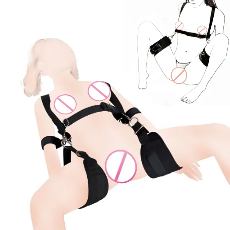 BDSM Open Leg Belt Sex Slave Locking Wrist Cuff Arm Thigh Bondage Sling Spreader Sex Restraint SM Sex Toy for Women Restraints