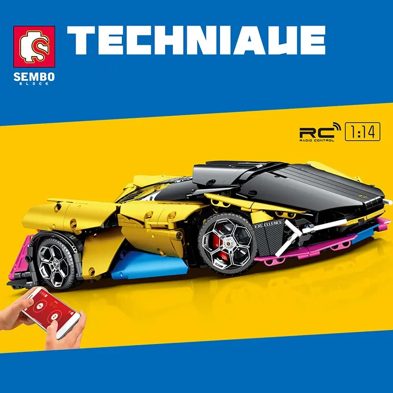 

SEMBO BLOCK Remote control racing brick model technology supercar speed champion social game kids toy boy birthday gift Ornament