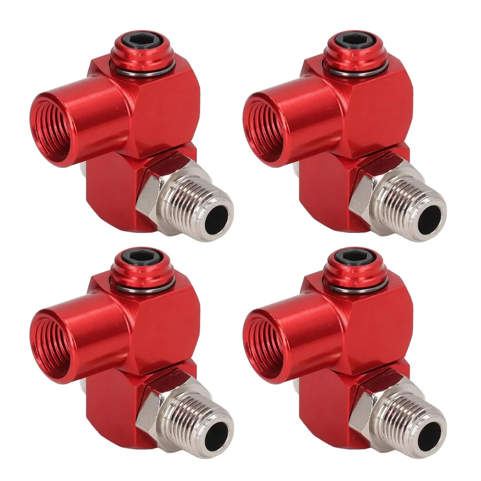 

4Pcs 360 Degree Air Hose Connector 1/4in NPT Thread Industrial Air Fittings Pneumatic Tool Adapter