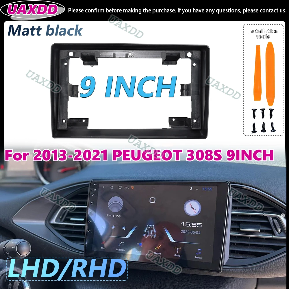 Car Radio Frame Straps for Peugeot 308 T9 308S 2013-2021 9 Inches Stereo Panel Wiring Harness Power Cable Adapter Canbus Decoder