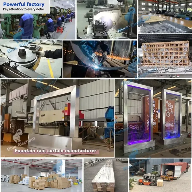 Fontane a cascata con lama d'acqua da parete in acciaio inossidabile per piscina personalizzate Fontana per scultura da giardino in metallo in giardino e cortile