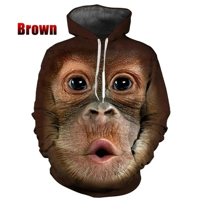 Fashion Funny Unisex Lovely Stereoscopic 3D Monkey Printed Cute Hoodie Gorilla Funny Hoodie Graphic Tops Mens Clothes Streetwear